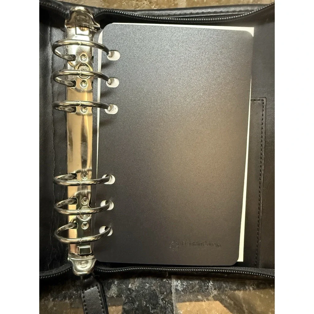 Franklin Covey Planner Small Black Faux Leather Classic Organizer Zip 6 Ring
